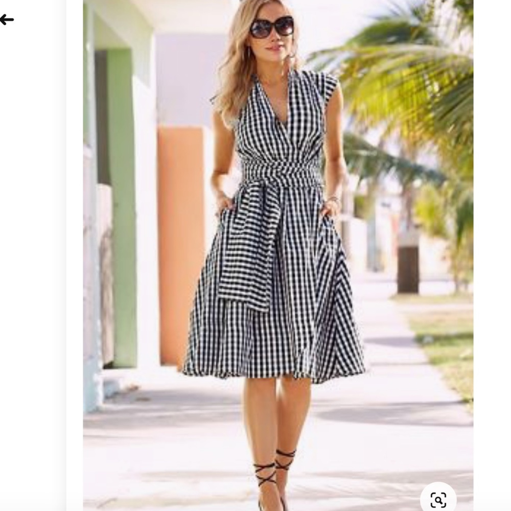 Boston Proper Black White Gingham Dress